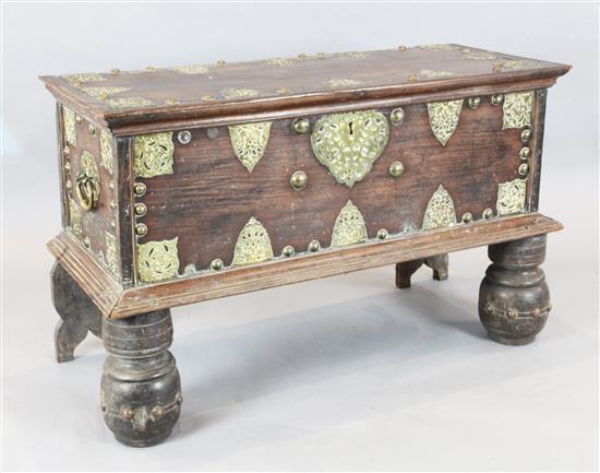 A 19th century brass mounted hardwood Zanzibar chest, W.3ft 11in D.1ft 7in. H.2ft 5in.